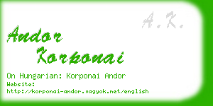 andor korponai business card